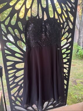 Guess Black Strapless Sequin Bodice Chiffon Cocktail Dress